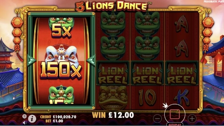 5 lions dance slot bonus game