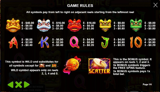 5 lions dance pragmatic play 5 lions dance paytable