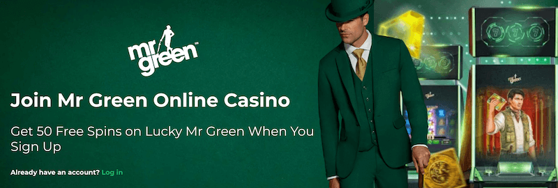 mr green 50 free spins promo banner