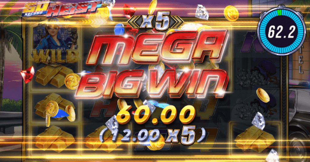 Get Mega Big Wins playing 60 Second Heist online slot