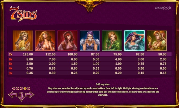 Play 7 Sins slot at InstaCasino