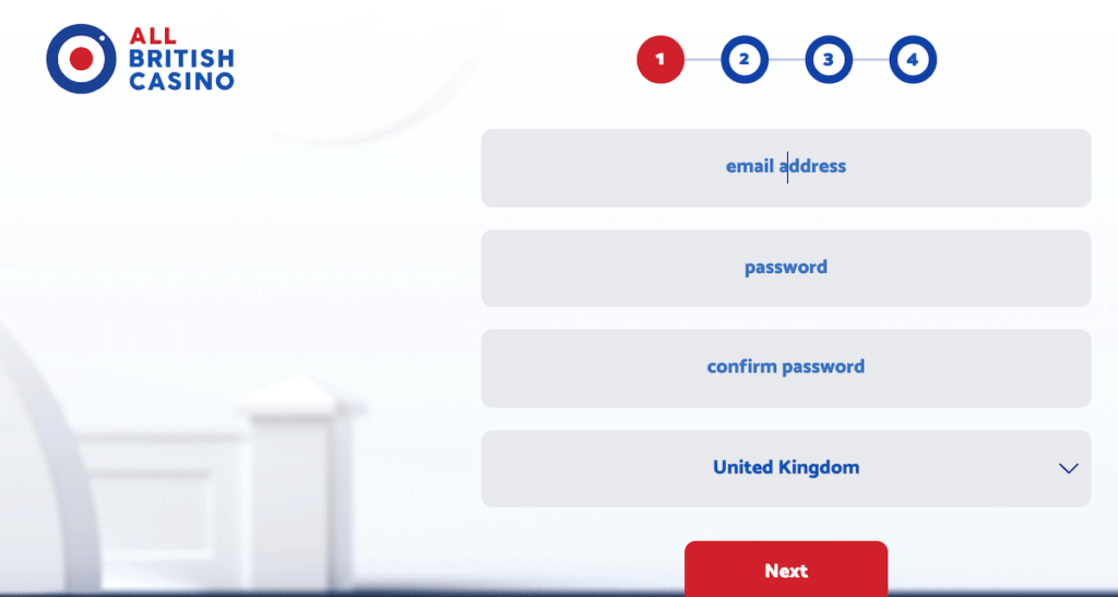 Registration at All British Casino