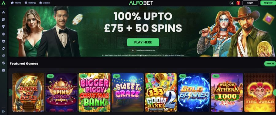 Alfobet UK Casino Home Page