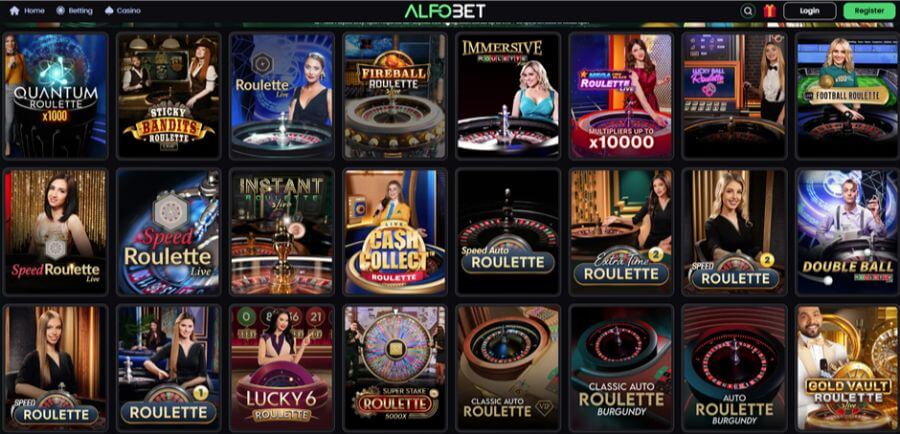 Alfobet UK Live Casino Lobby