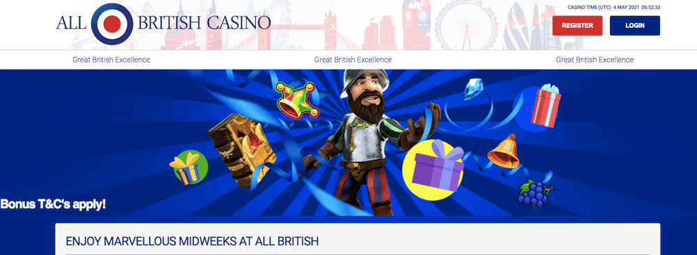 Existing player bonus at All British Casino