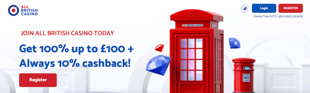 Get a £100 Bonus at All British Casino