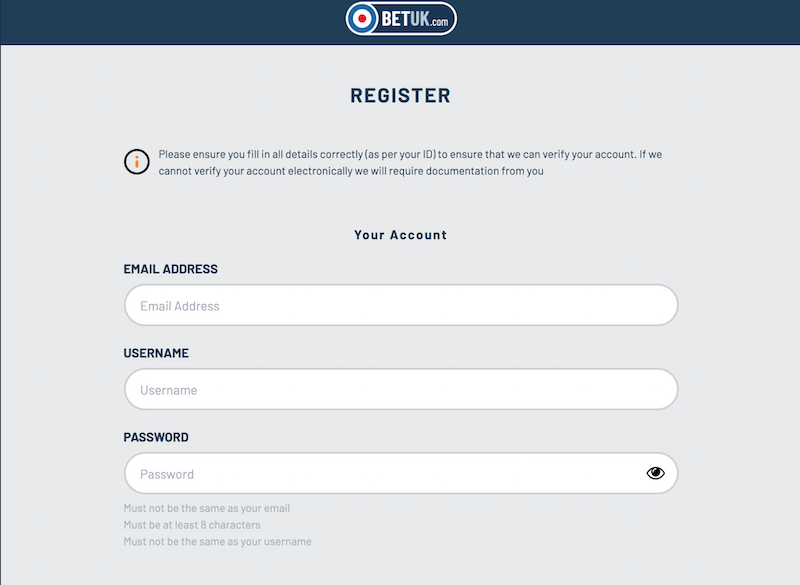 Bet UK - register