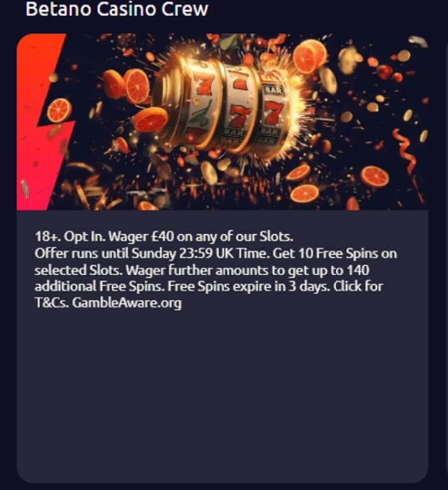 Betano UK casino crew promo