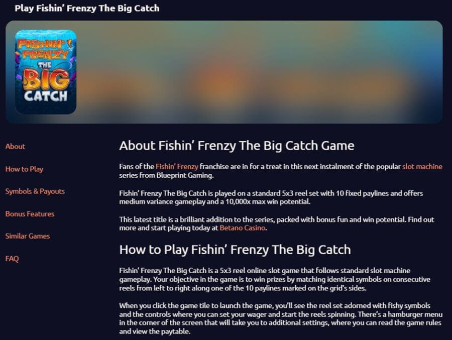 Betano UK slots lobby detail