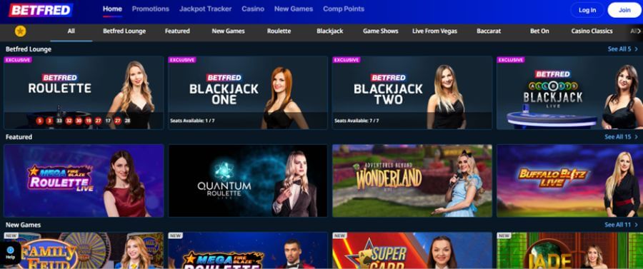 Betfred UK Live Casino Lobby