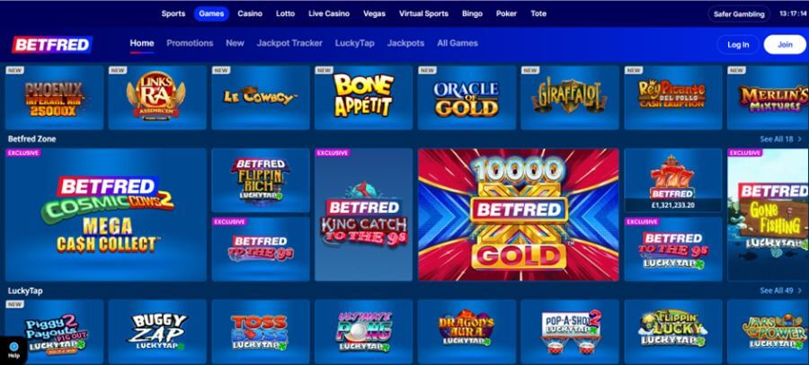 Betfred UK Slots Lobby
