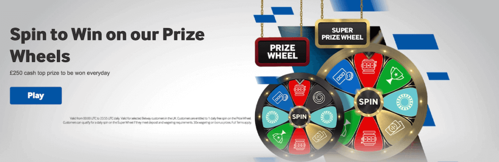 Daily Wheel Prize at Betway Casino