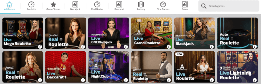 Live dealer casino games
