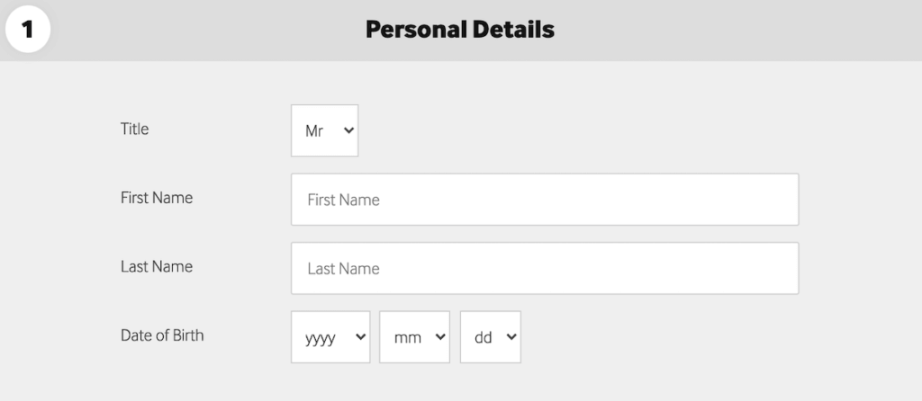 Registration Process, Step 1