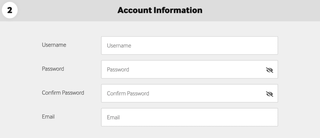 Registration, Step 2