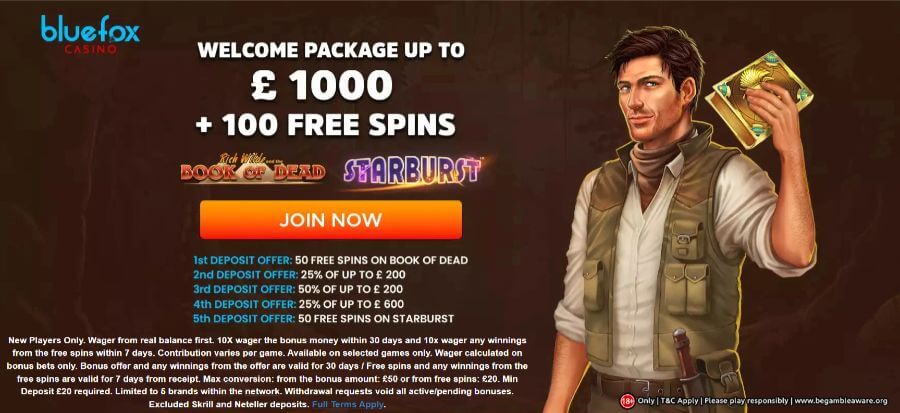 Bluefox casino UK WELCOME OFFER