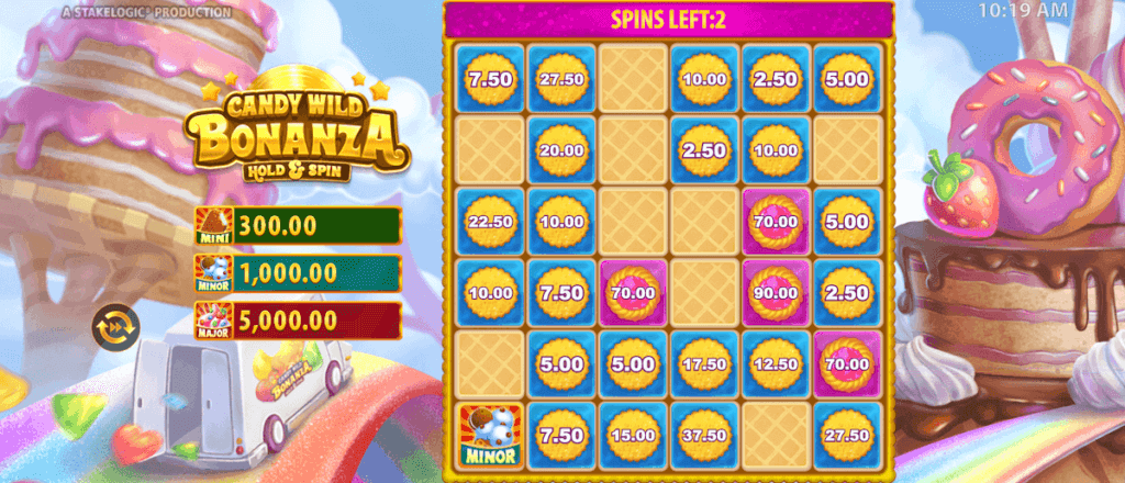 Candy Wild Bonanza Hold & Spin bonus game feature