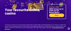 20 Bonus Spins + £100 Bonus at Casumo