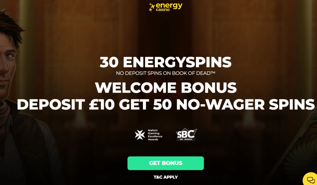 50 no wager spins at Energy Casino