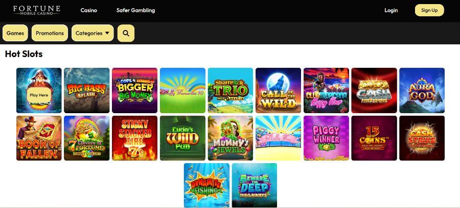 Fortune Mobile Casino UK Hot Slots Lobby