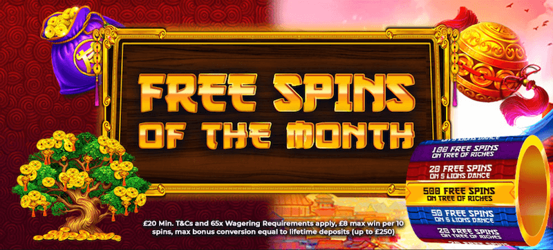 Win British - Free Spins of the month promotion