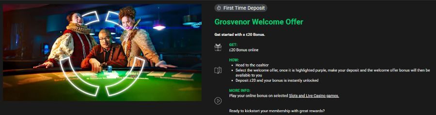 Grosvenor casino UK welcome offer