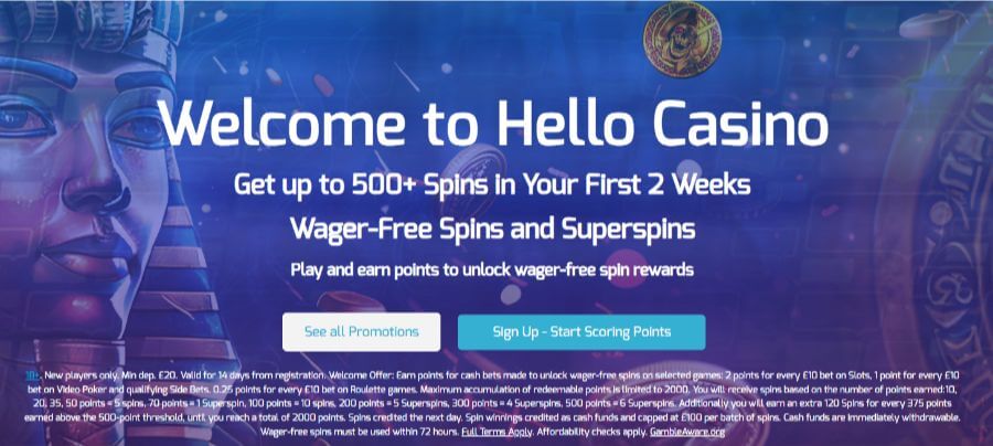 Hello Casino UK welcome offer