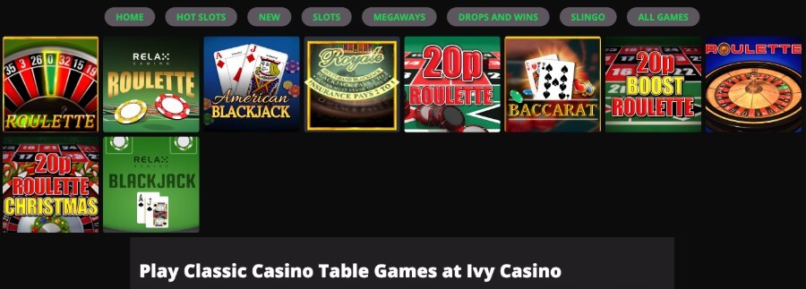 Ivy Casino table games UK