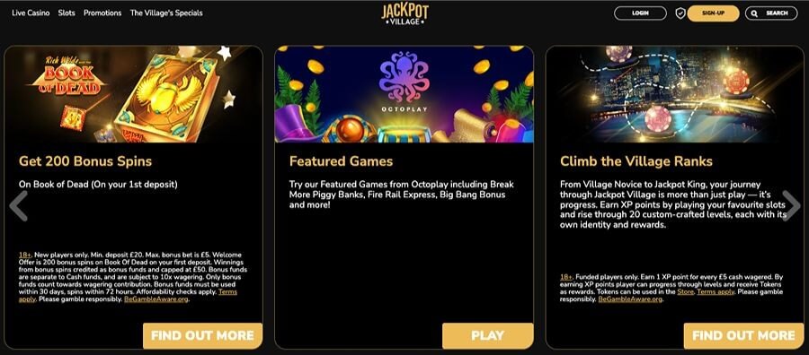 Jackpot Village UK promos