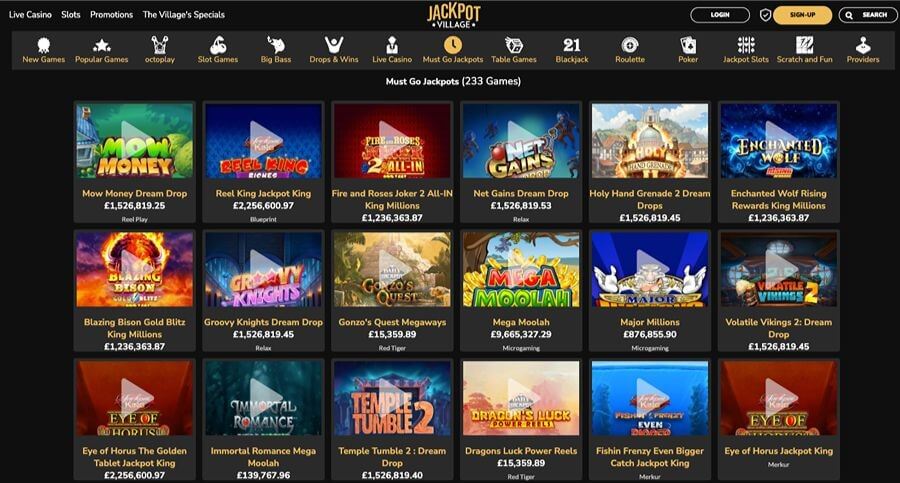 Jackpot Village jackpot slots UK