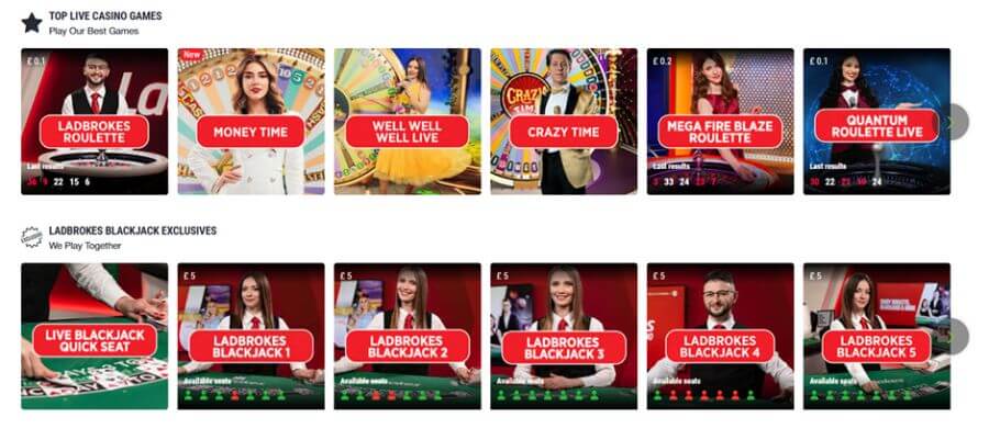 Ladbrokes UK live casino