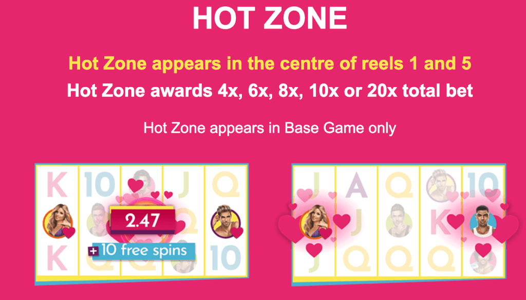 Hot Zone feature, Love Island, Online Slot, UK