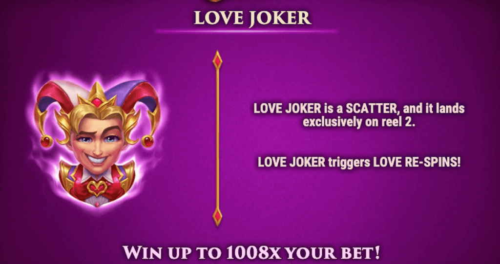 The Love Joker Scatter Symbol triggers the re-spins feature.