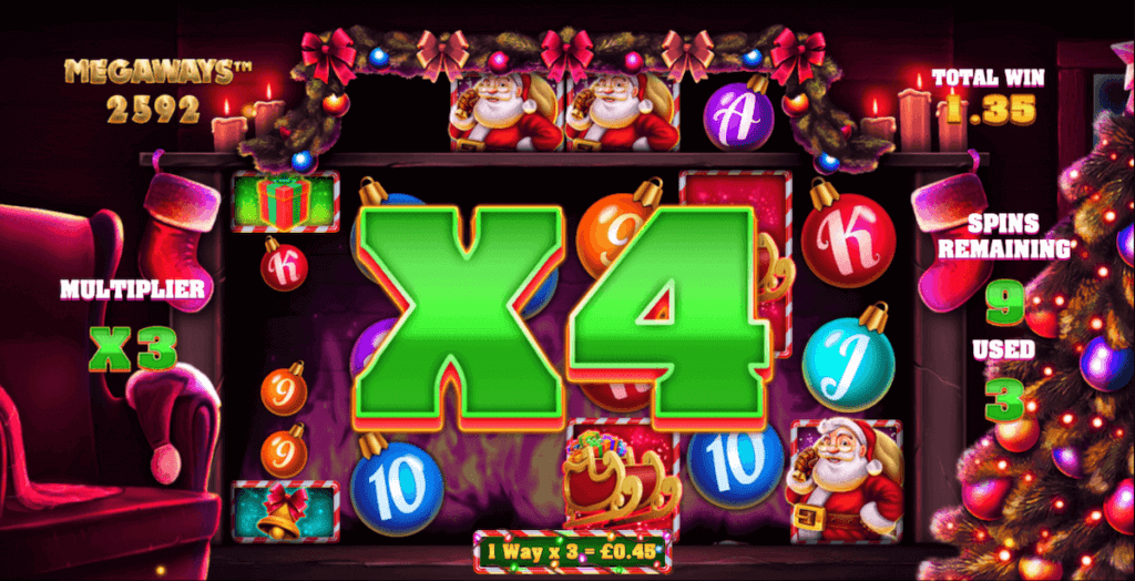 Get unlimited multipliers during your bonus round playing Merry Christmas Megaways online slot