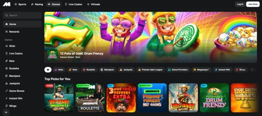 Midnite UK Casino homepage