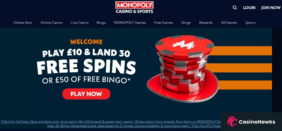 Monopoly Casino welcome offer