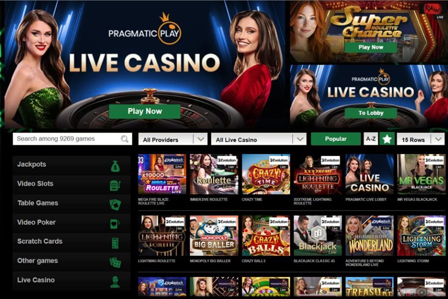 Mr Vegas UK Live Casino Lobby