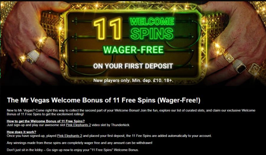 Mr Vegas UK free spins welcome offer