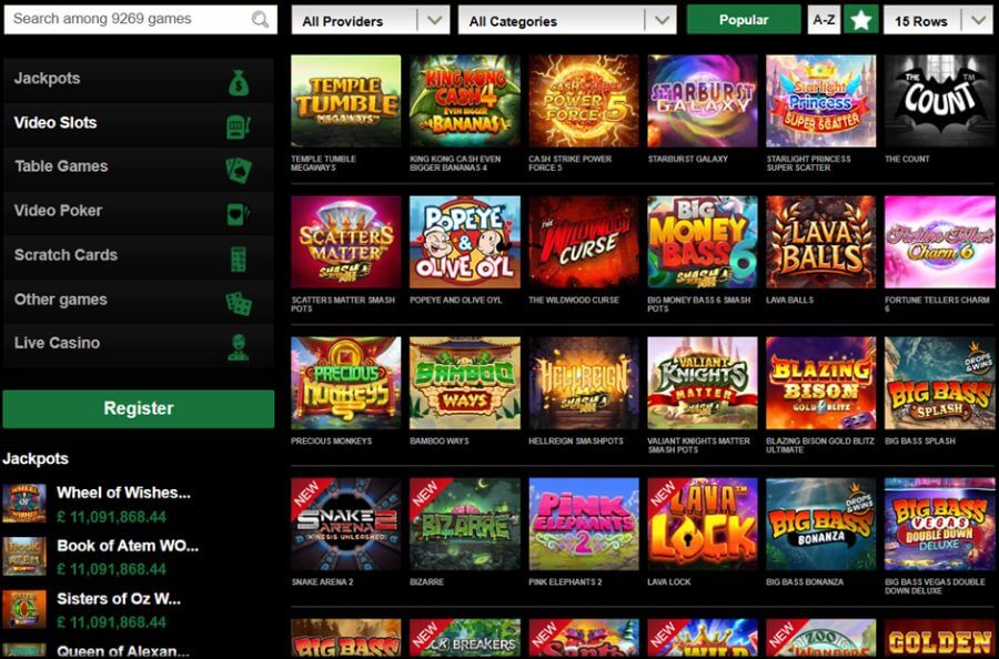 Mr Vegas UK games lobby