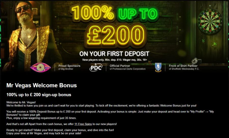 Mr Vegas UK welcome offer