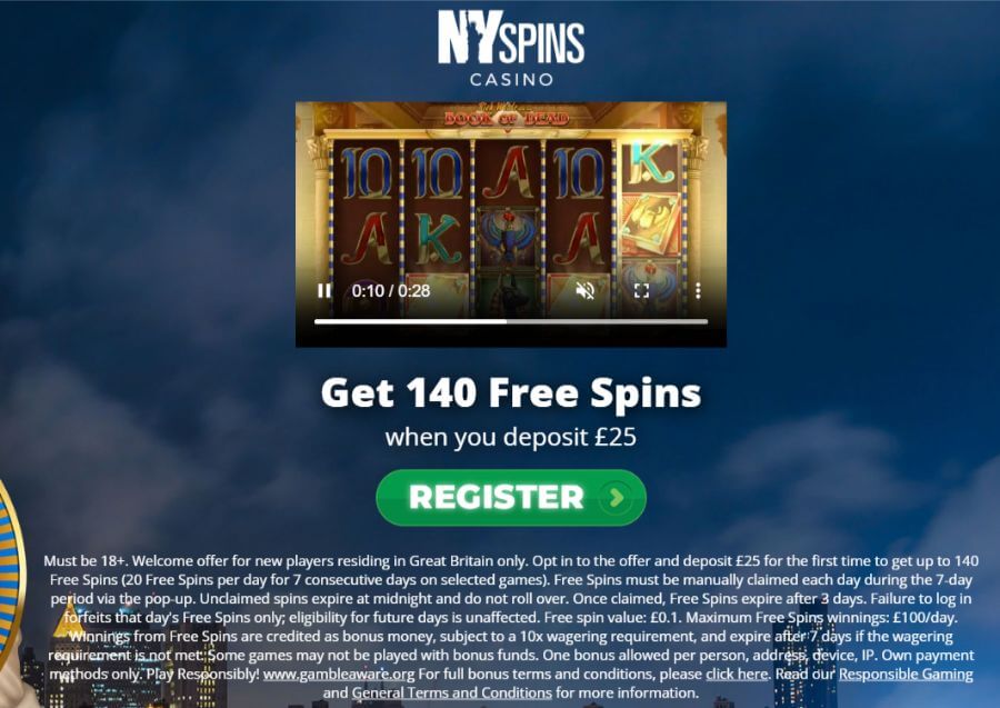 NY Spins welcome bonus