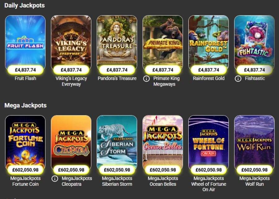 Parimatch UK jackpots