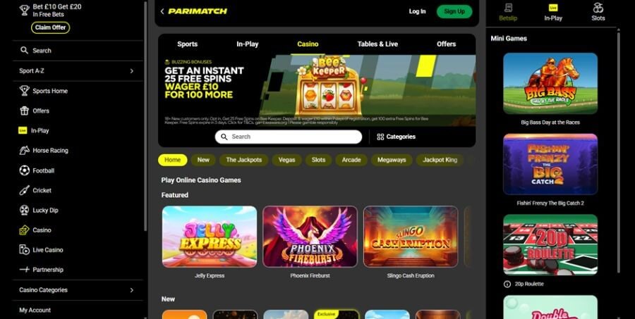 Parimatch UK landing page