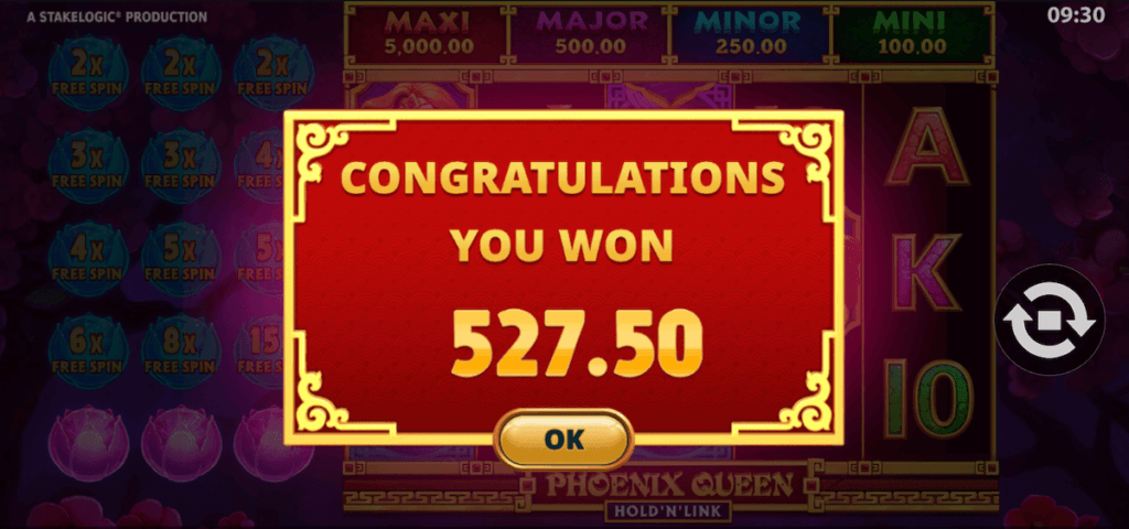 £527.50 win playing Phoenix Queen online slot