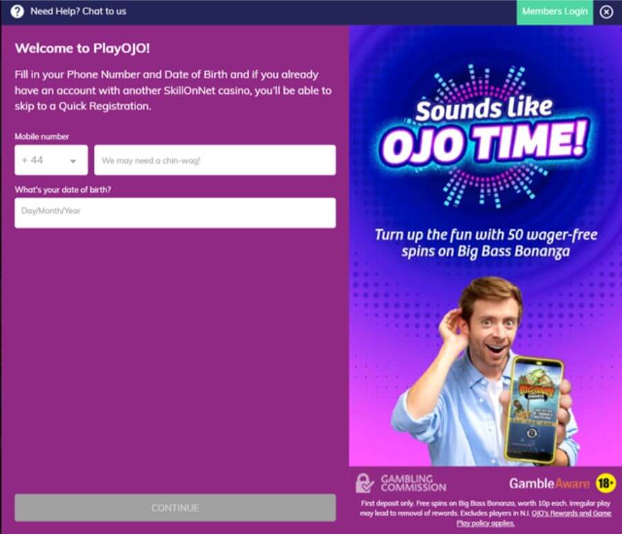 PlayOjo UK Registration