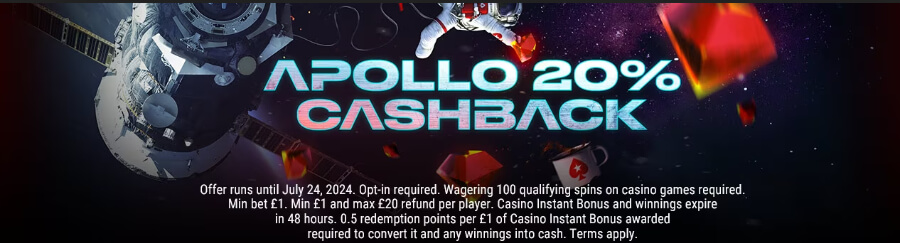 PokerStars Apollo 20% Cashback offer