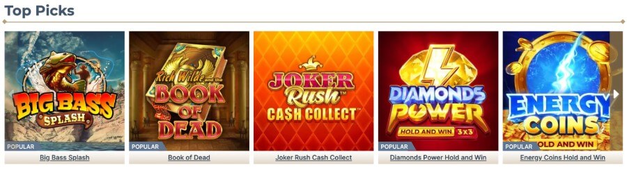 Prime Casino UK Slot games