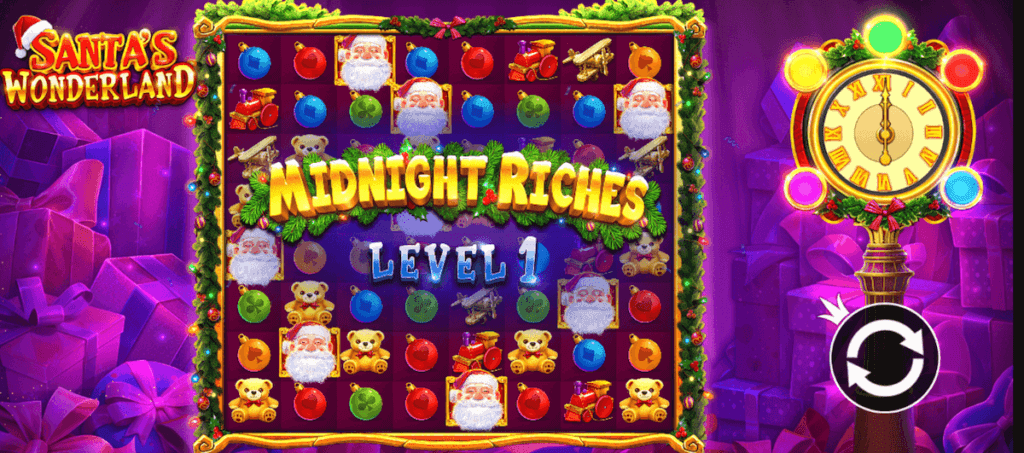 Activate midnight riches for big payouts playing Santa's Wonderland