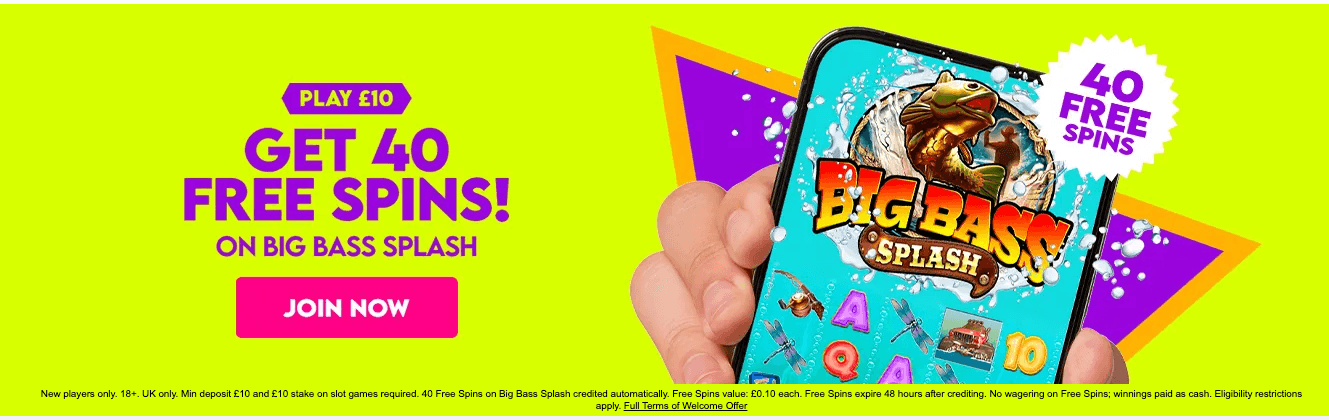 Big Bass Splash Welcome Bonus Flyer - 40 Free Spins