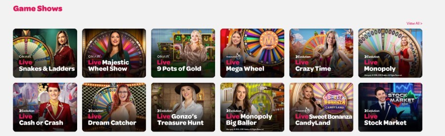 Spin Casino UK Game Shows